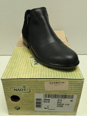 Naot Helm Black Leather and Suede